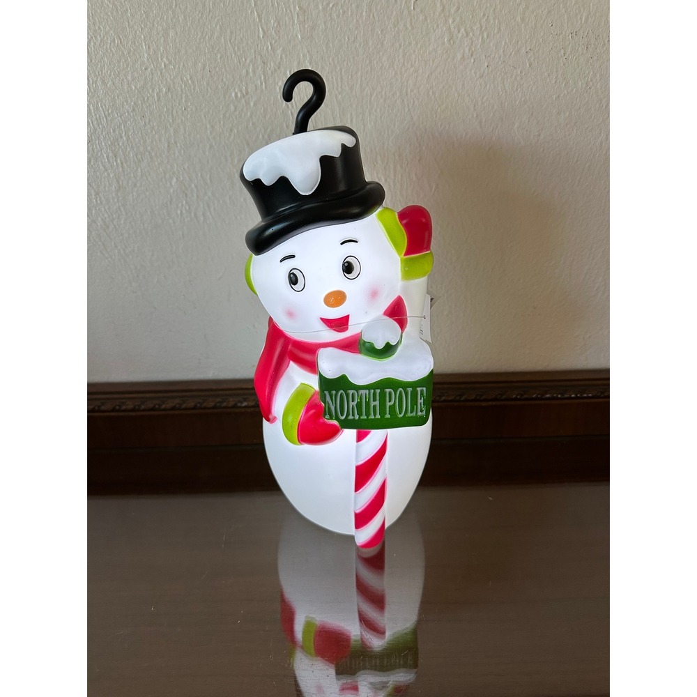 Cracker Barrel LED Snowman Blow Mold Ornament North Pole Candy Cane Christmas